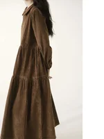 Autumn Winter Corduroy Dress Women Casual Dresses Fashion Female Vestidos Long Sleeve Vintage  A-line Dress Women's Dresses - Image 3