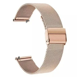 Stainless Steel 18mm Adjustable Watch Strap Bracelet for Vivoactive 4S 3S (Rose gold)