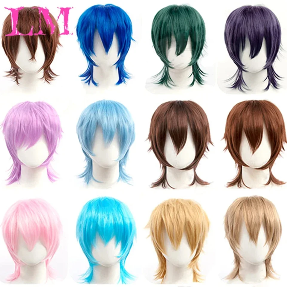 LM Synthetic Short Wigs Wolf cut with Bangs Choppy Cosplay Party