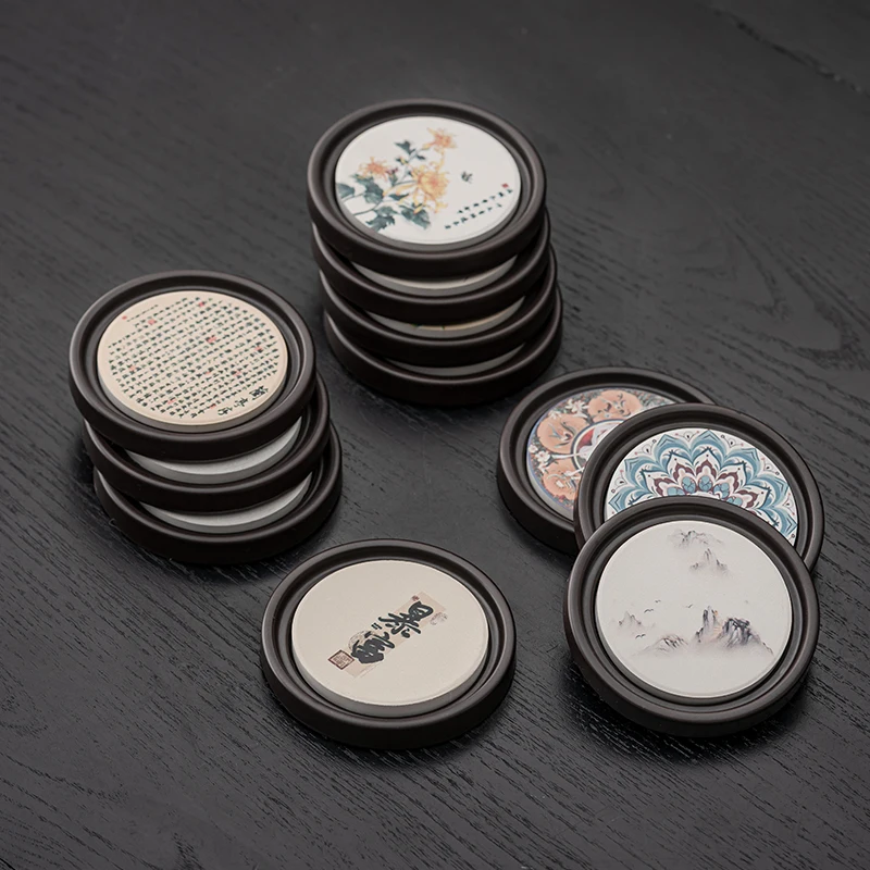 고급 세라믹 차컵 매트 내열 패드 공푸 차 액세서리 화상 방지 전통 중국 스타일..