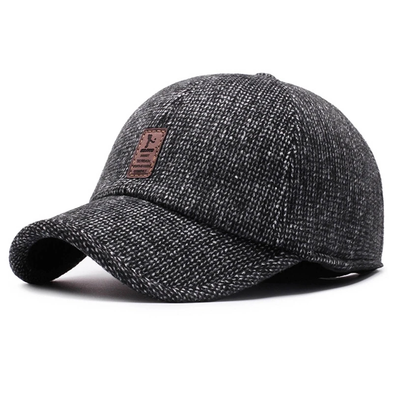 Male Winter Woolen Golf Caps Ear Protection Peaked Caps Men Keep Warm Sports Cap Outdoor Casual Gorras Casquette Fishing Visors