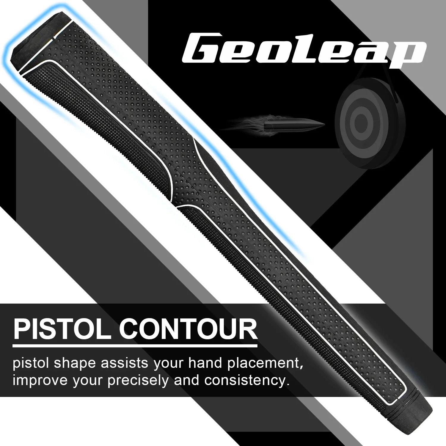 New Design Geoleap Rubber Golf Putter Grip，Psitol Contour, Soft Feeling,Minimize Grip Pressure,4 Colors  optional, Free Shipping