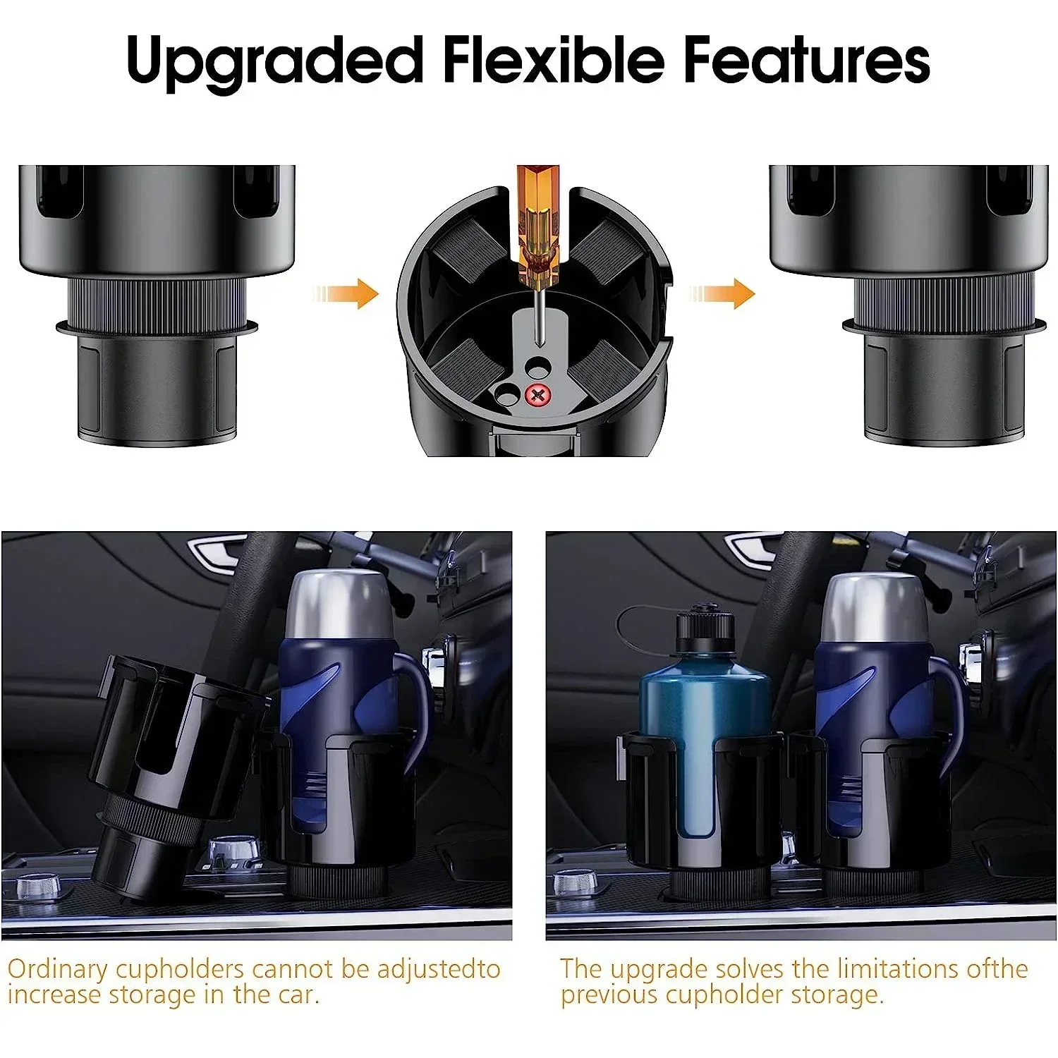 Enhanced Multifunctional Car Cup and Phone Holder Adapter