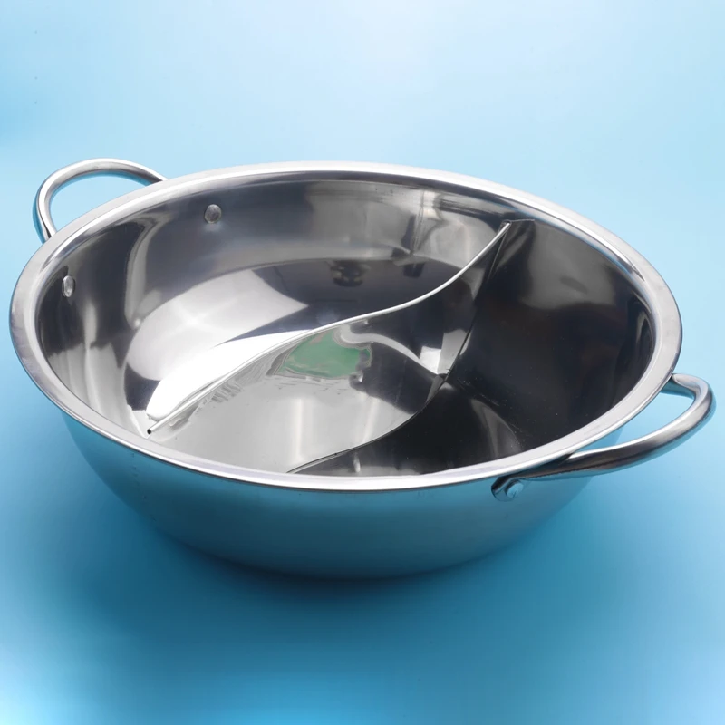 28Cm Hot Pot Twin Divided Stainless Steel Cookware Compatible Soup Stock Pots Home Kitchen