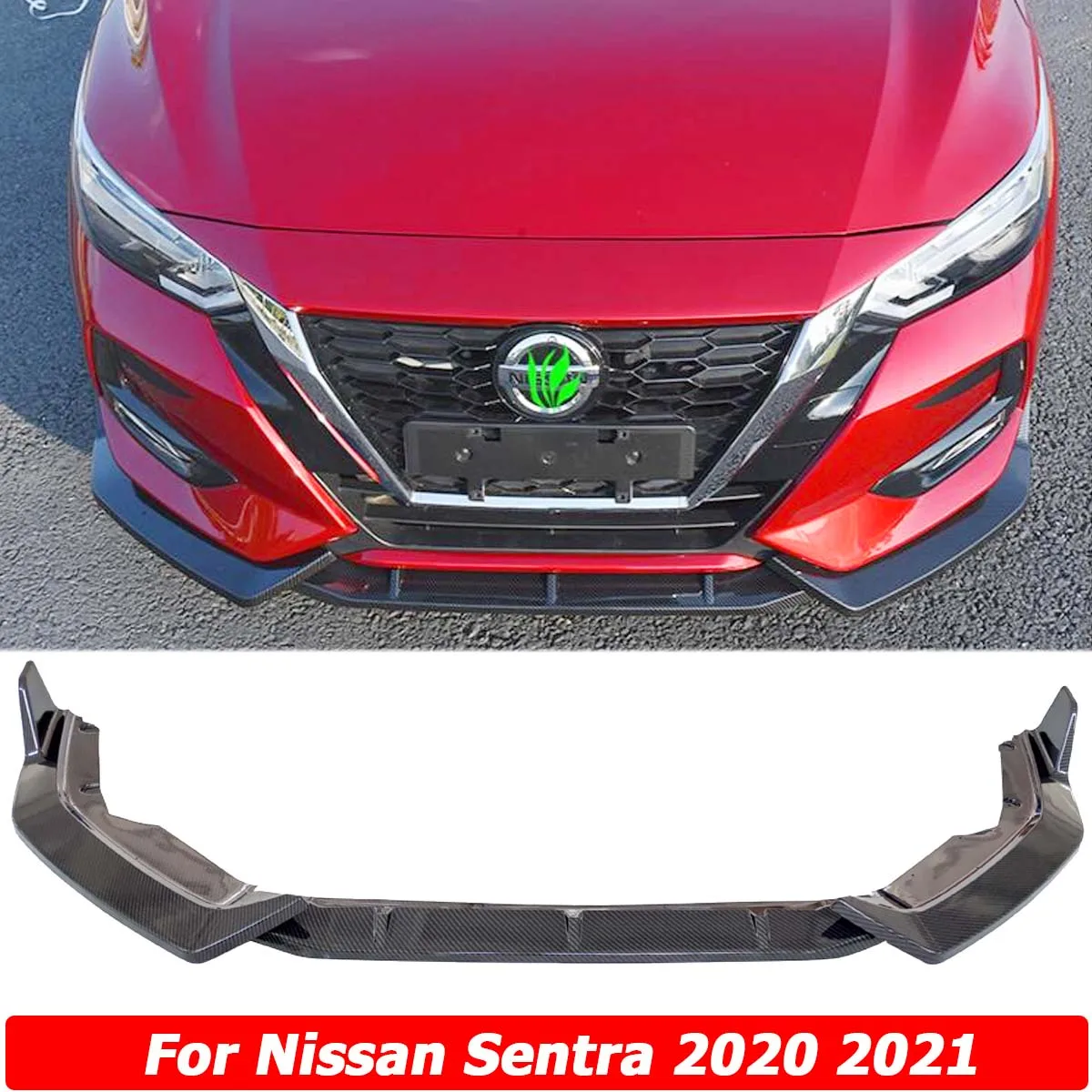 

3PCS/Set Front Bumper Lip Spoiler Side Splitter Chin Deflector Body Kit Guards For Nissan Sentra 2020 2021 2022 Car Accessories