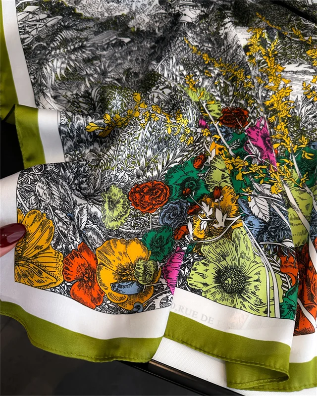 2024 neue Mode 70X70 cm Gedruckt frauen Schal Pashmina Seide Schal Quadrat Schal Dekorative Stirnband Hals Luxus Design bandana – Detail 4