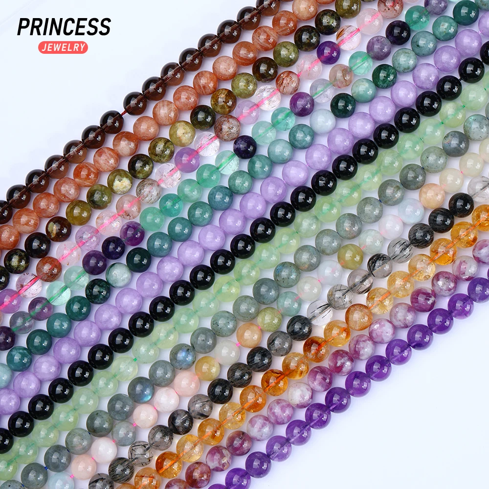Natural Stone Beads 6/8/10mm Labradorite Citrine Amethyst Garnet Beads for Jewelry Making DIY Bracelet Necklace 4