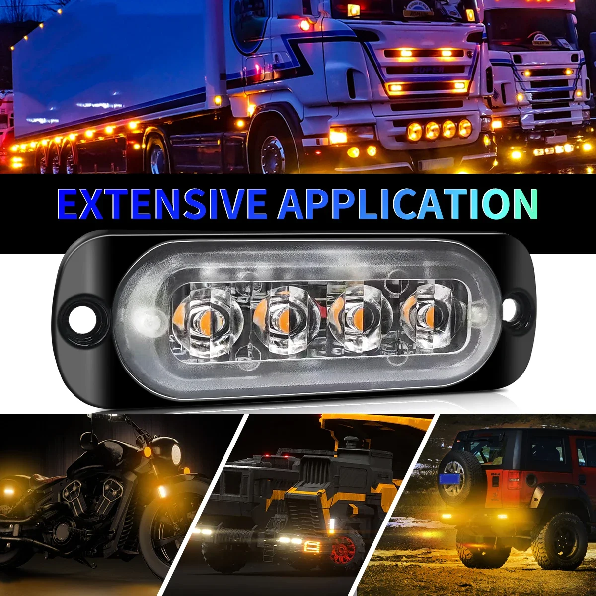 Camion Strobe Emergency Grill Light Police Beacon Lamp 4 Led Car Strobe Warning Light 12V 24V Bianco Blu Rosso