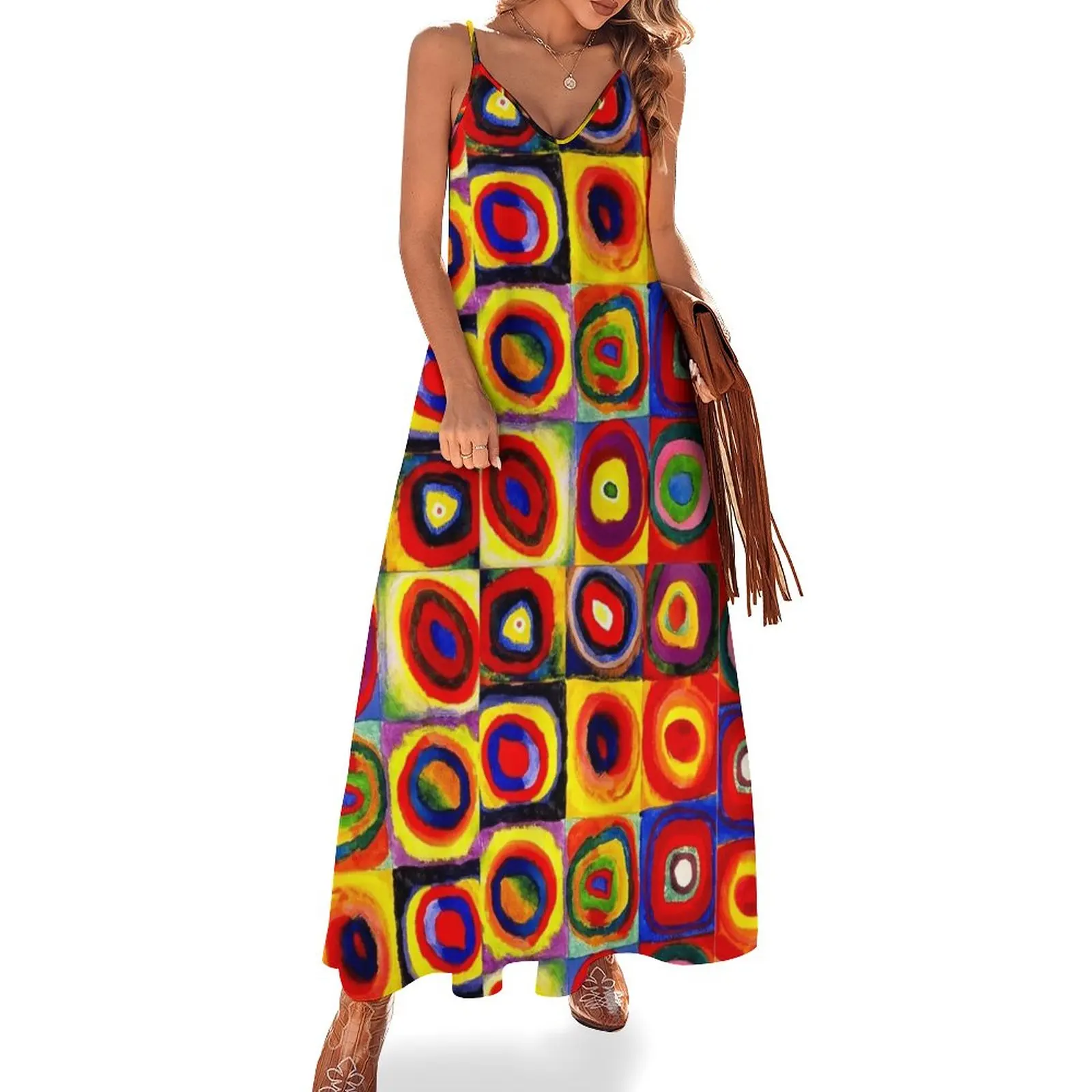 

Kandinsky Modern Squares Circles Colorful Sleeveless Dress elegant guest wedding dress elegant dresses for women