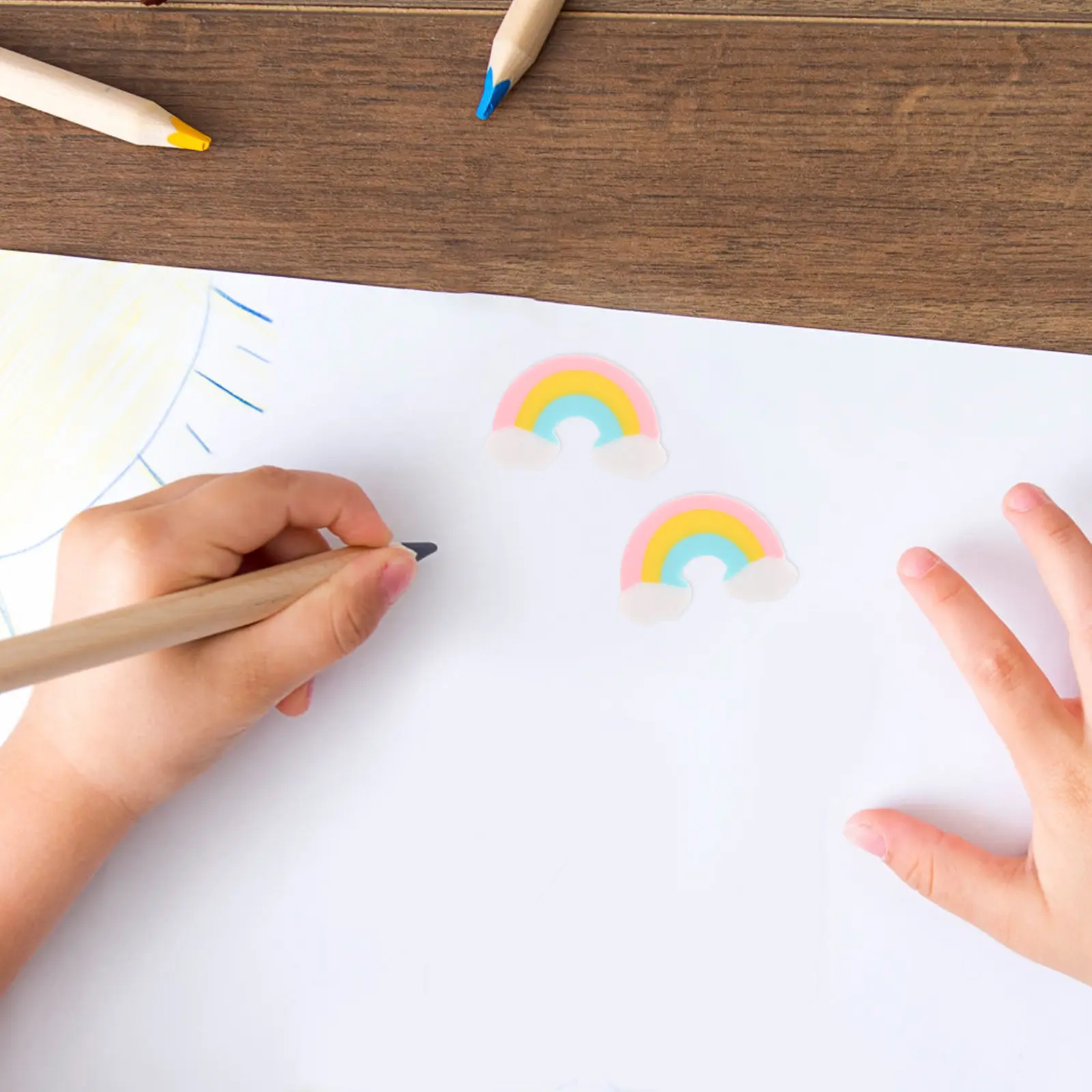 연필용 50Pcs 무지개 지우개 귀여운 미니 지우개 대량 소프트 학교 문구 미술 학생 지우개 드로잉 스케치 교실용