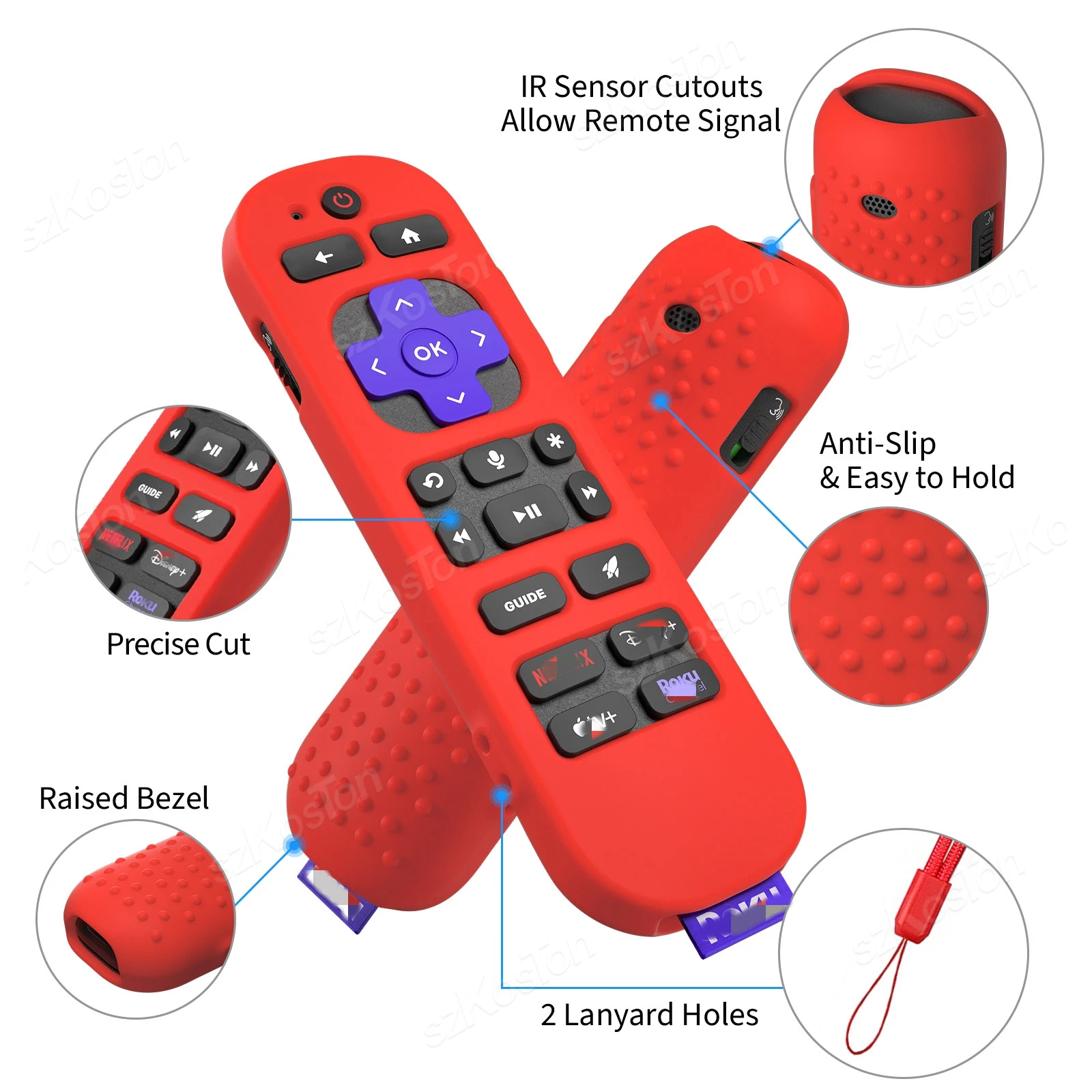 Silicone Remote Case Silicone Remote Cover Silicone Remote Sleeve Remote Controller Cover Silicone Case Protector for Roku Voice Remote Pro 2nd Edition RCB1R /RCOS1
