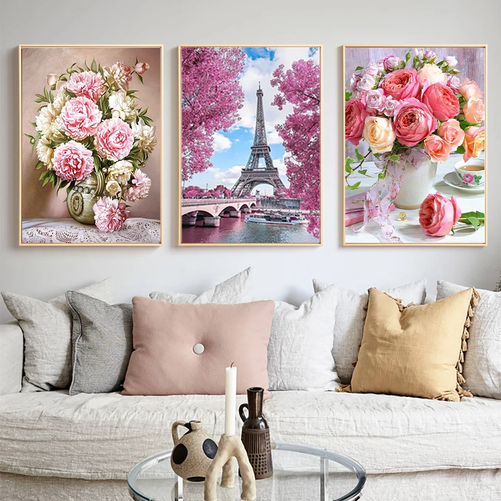 Diamond Painting Floral 5D DIY Diamond Painting Kits Animal Landscape Cross Diamond Embroidery Painting Full Round Mosaic Home Decor Gift