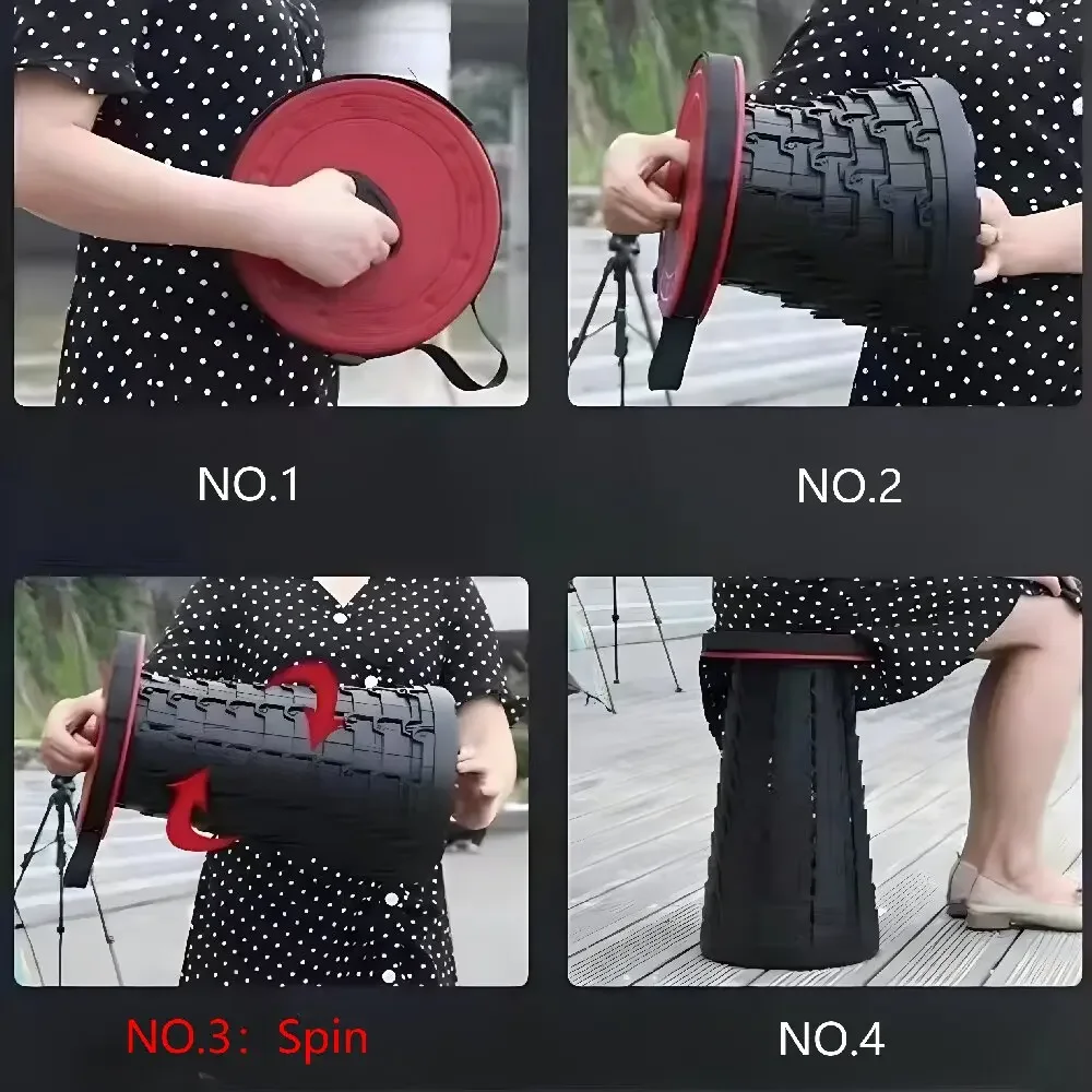 2025 Adjustable Folding Telescopic Stool Portable Outdoor Travel Storage Fishing Chair Rainbow Collapsible Plastic Stool 6