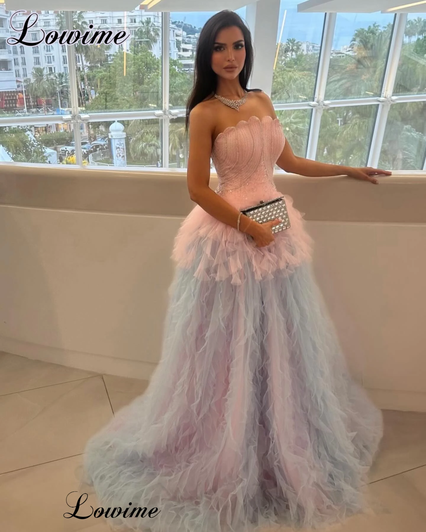 Womens Dress Fashion Sweet Celebrity Dresses A-Line Strapless Sexy Red Carpet Runway Dresses For Women Vestidos De Gala Evening Gowns