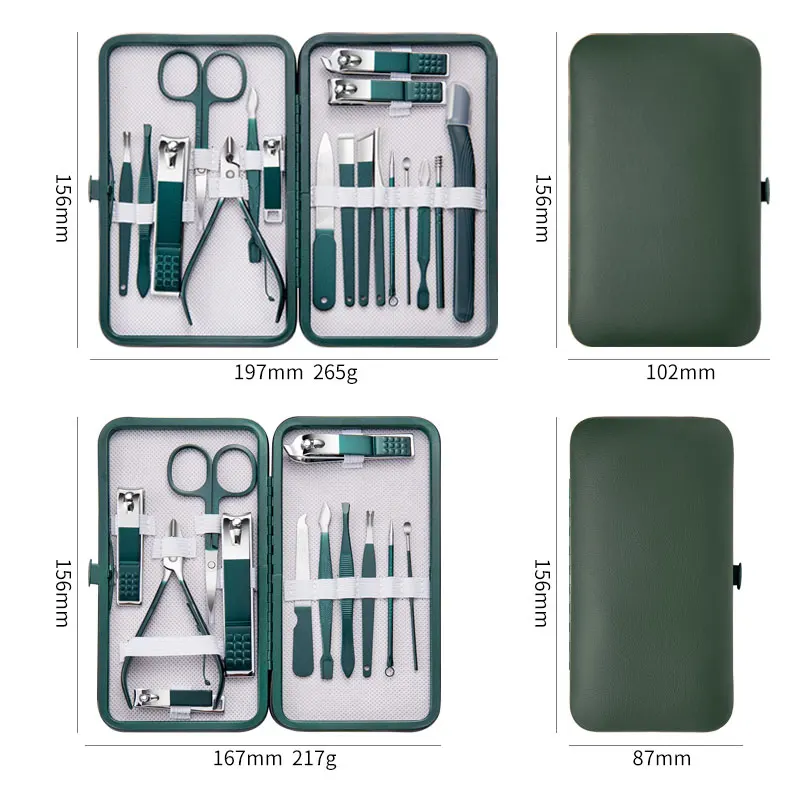 7/10/12/18Pcs Manicure Set Stainless Steel Nail Cutter Fingernail Clippers Trimmer Eyebrow Scissor Tweezers Ear Spoon Facial Car 3