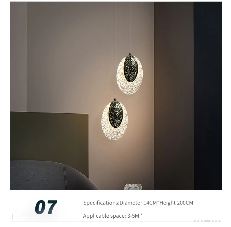 Kreative Acryl-LED-Pendelleuchte für Heimdekoration, Nachttischbeleuchtung, luxuriöse moderne lange Einzelkopfleuchte – Detail 10