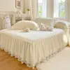 Elegant Lace Bed Sheet Skirt Queen/King Size Girls Bed Cover Solid Color Bedspread Non-slip Mattress Cover Pillowcase Need Order 5