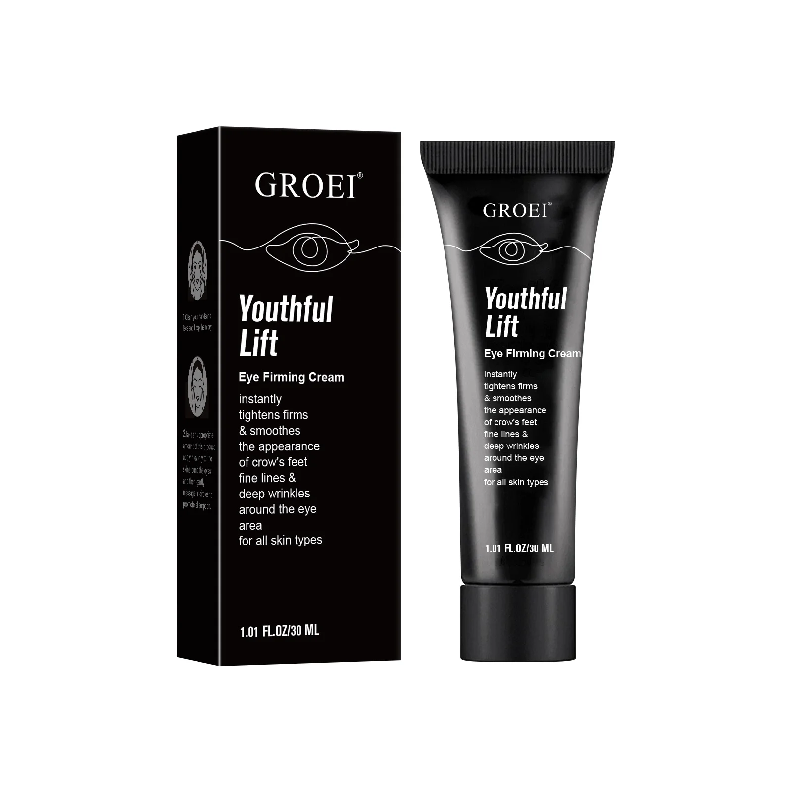 קרם עיניים מחזק GROEI משפר נפיחות, עיגולים כהים, מסיר שקיות וקמטים, ומרטיב לטיפוח העור