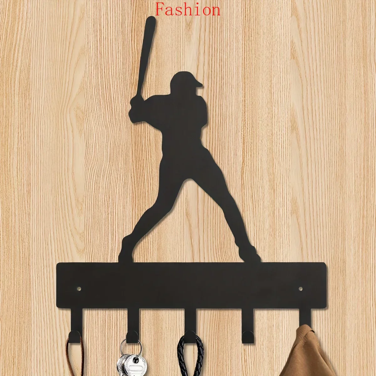 

Baseball Silhouette Key Hangers , Household MultiPurpose Clothes Bag Key Hooks, Living Room Wall Decor Key Holder Coat Rack wall