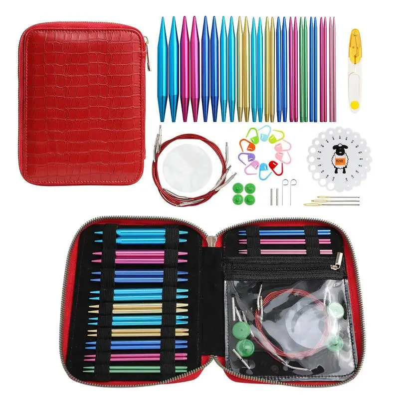 

Circular Knitting Needle Set Aluminum Circular Knitting Needles Set Muti Size Interchangeable Crochet Needles With Storage Case