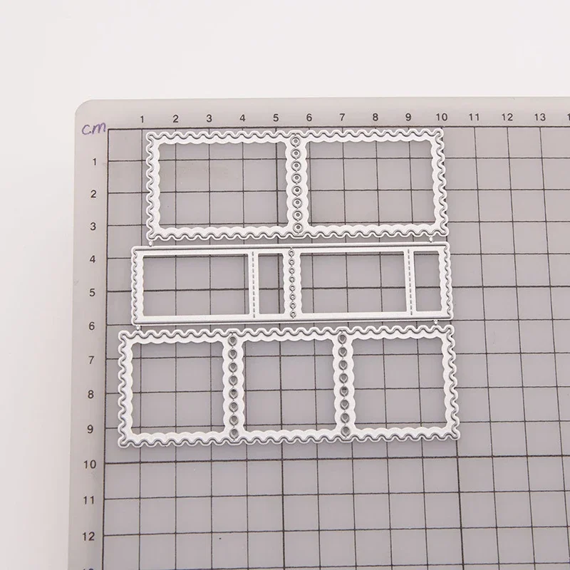 Fustella Metallo Quadrata Irregolare 14,8x5,8 Cm - Per Scrapbooking, Biglietti Fai Da Te, Goffratura E Decorazione Album - 3