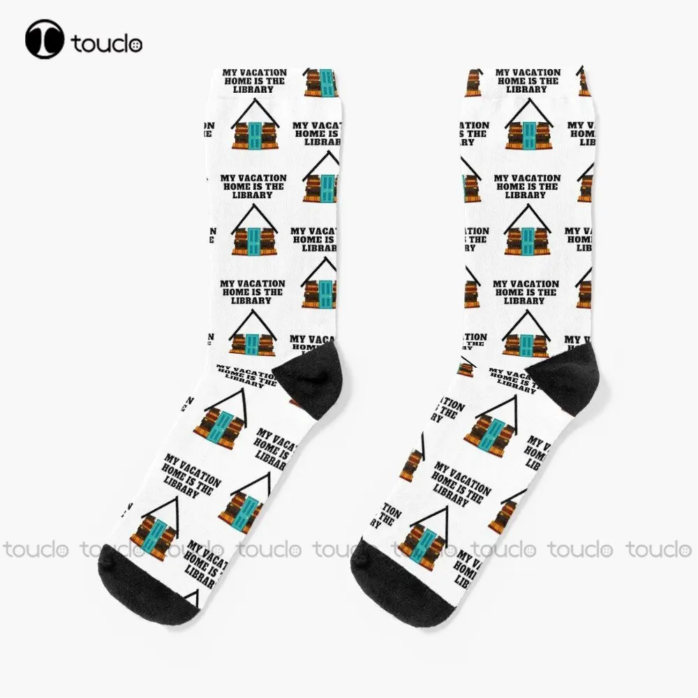 

My Vacation Home Is The Library Socks Soccer Socks Men Personalized Custom Unisex Adult Teen Youth Socks Street Skateboard Socks
