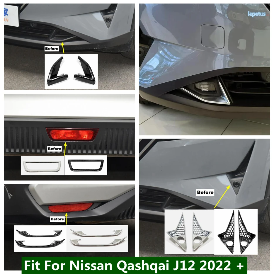 

Front Head Fog Lights Lamps Eyelid Eyebrow Decor Strips Cover Trim For Nissan Qashqai J12 2022 2023 Chrome Exterior Accessories