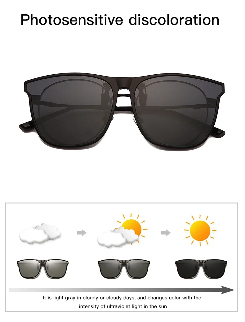 Polarized Clip On Sunglasses Men Women Photochromic Car Driver Goggles Night Vision Anti Glare Vintage Square Glasses