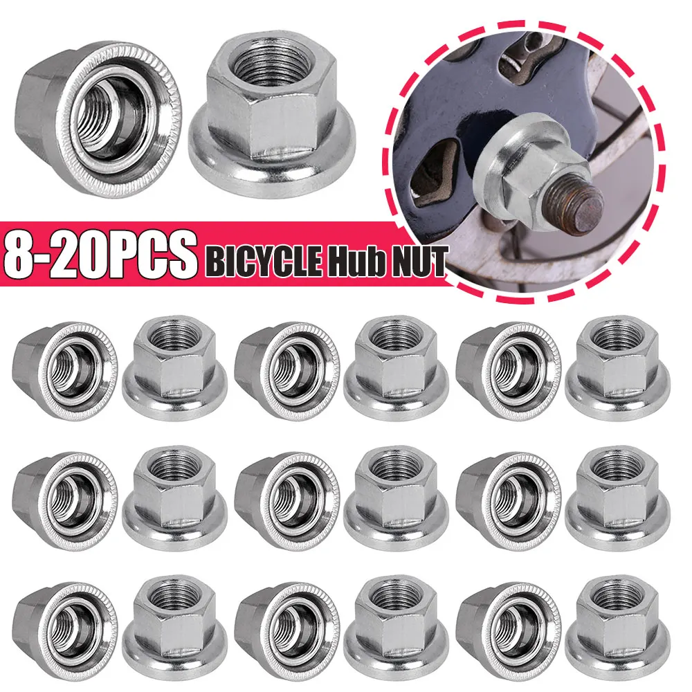 8-20PCS Steel Bicycle Hub Nut M10 Fixed Gear MTB Road Bike Cycling Rear Wheel Screw Bolt for Outdoor Cycle Biking Entertainment