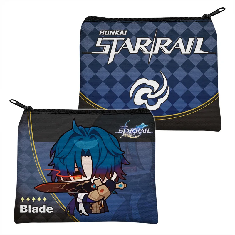 Game Honkai:Star Rail Peripherals Cute Fashion Canvas Coin Purse Wallet Portable Blade Sparkle Black Swan Acheron Aventurine