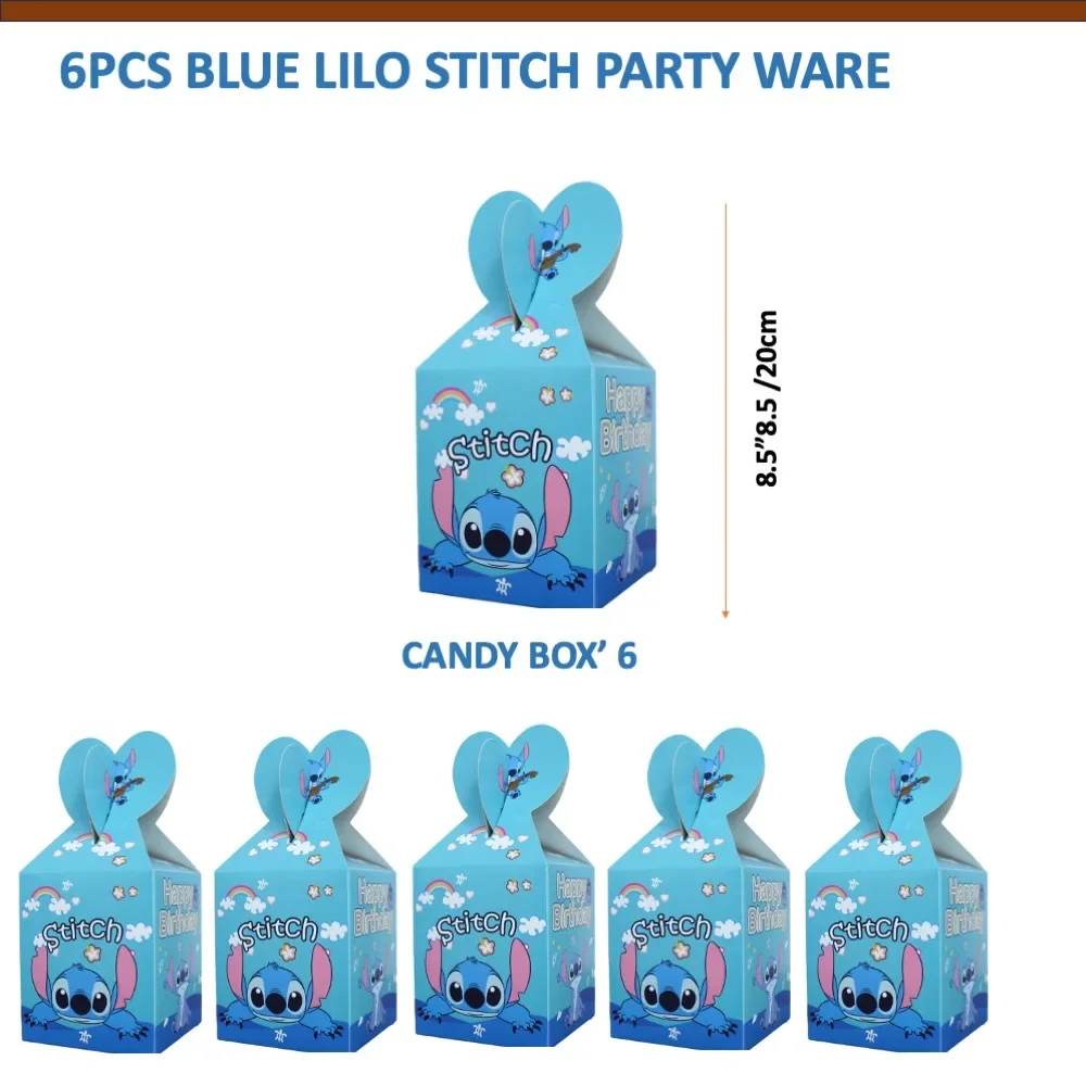 

Blue Lilo Stitch Party Sets 6pcs Candy Box For Anniversary Wedding Anniversary Children's day College School Dinner Home Event