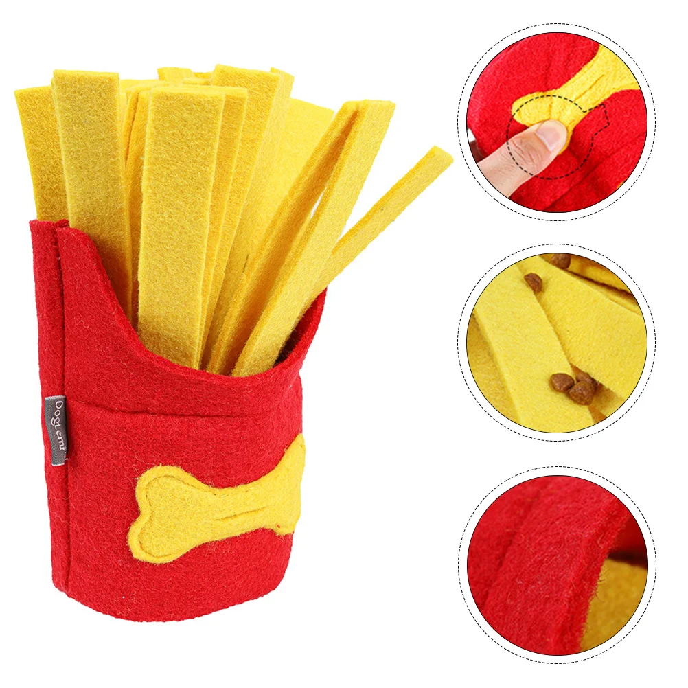 

Puppy Snuffle Feeding Toy French Fries Interactive Feed Game Toys Squeaky Slow Feeding Toy Hide Seek Puzzle Dog Toy