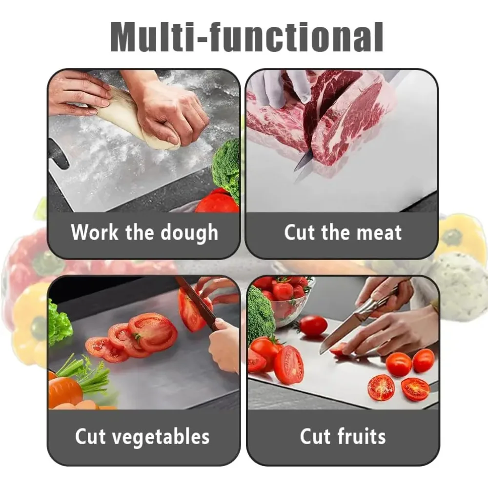 Home Use Stainless Steel Cutting Board, Antibacterial and Mold-resistant, Food-grade Double-sided Portable Kitchen Cutting Board