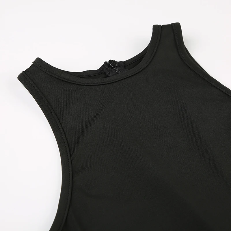 Mono deportivo negro liso sin mangas ajustado sexy para mujer, cuello redondo, gris, básico, informal, de verano