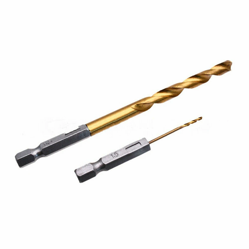 

HSS Drill Bit High Speed Steel Metal Plastic Titanium Coated Titanium Plating Wood 1.5-6.5mm 1/4 Hex Shank 16pcs