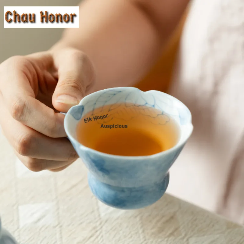 Pure Hand-painted Mist Blue Butterfly Tea Set Complete Set Traditional Tea Ceremony Set Teapot And Tea Cup Set Chinese Tea Set