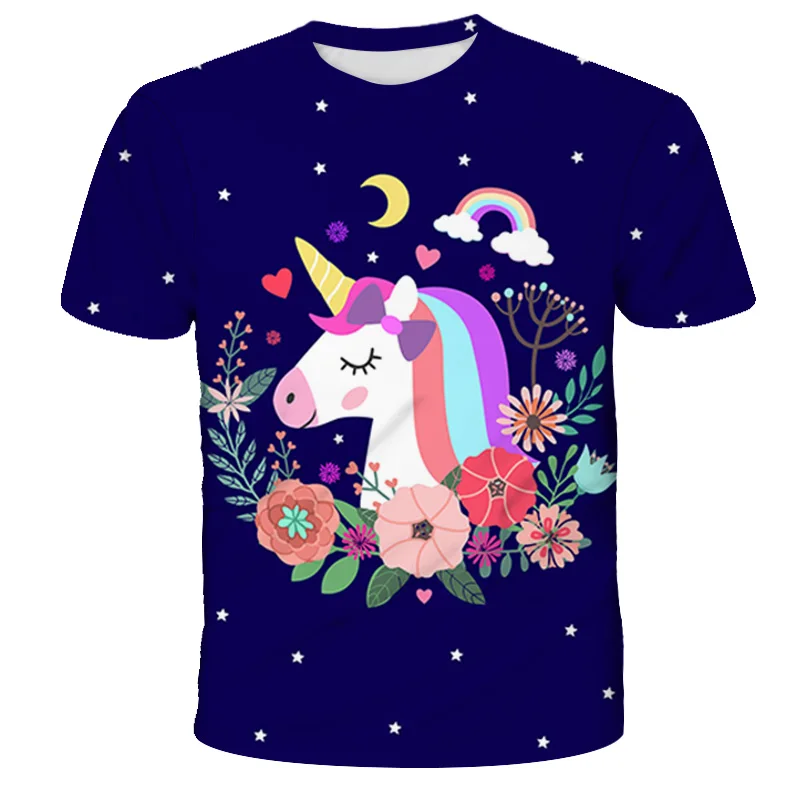 custom tee shirts Baby Girls TShirts New Summer Tops Unicorn T shirts Kids Cartoon Tee Children t shirts for Girls Short Sleeve Girls 3D TShirts funny t shirts