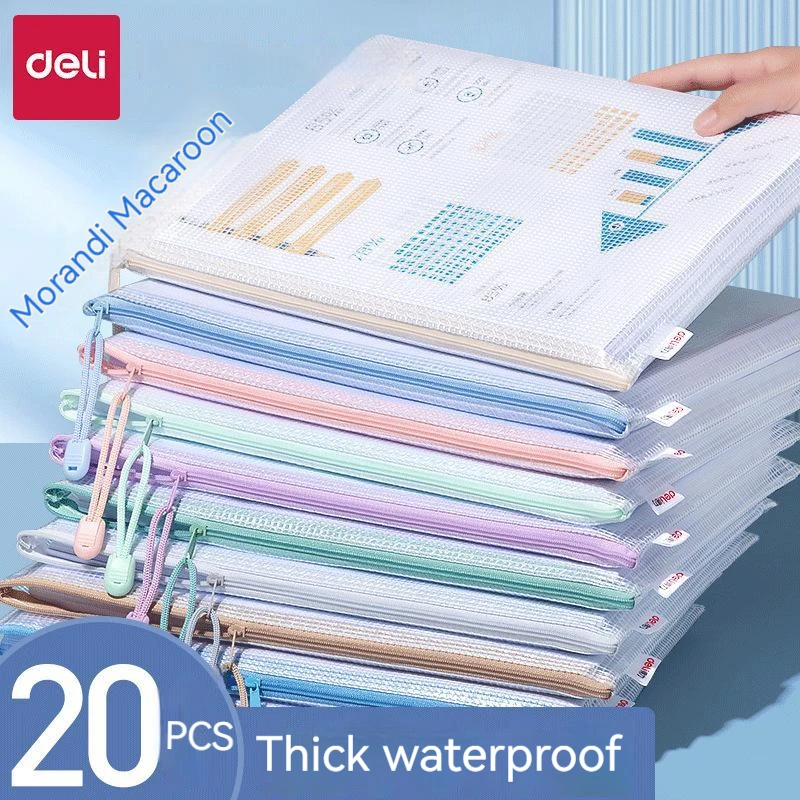 

5-20pcs A4 Thicken Mesh Zipper Pouch Document Bag Waterproof Zip File Folders School Office Supplies Pencil Case Storage Bags