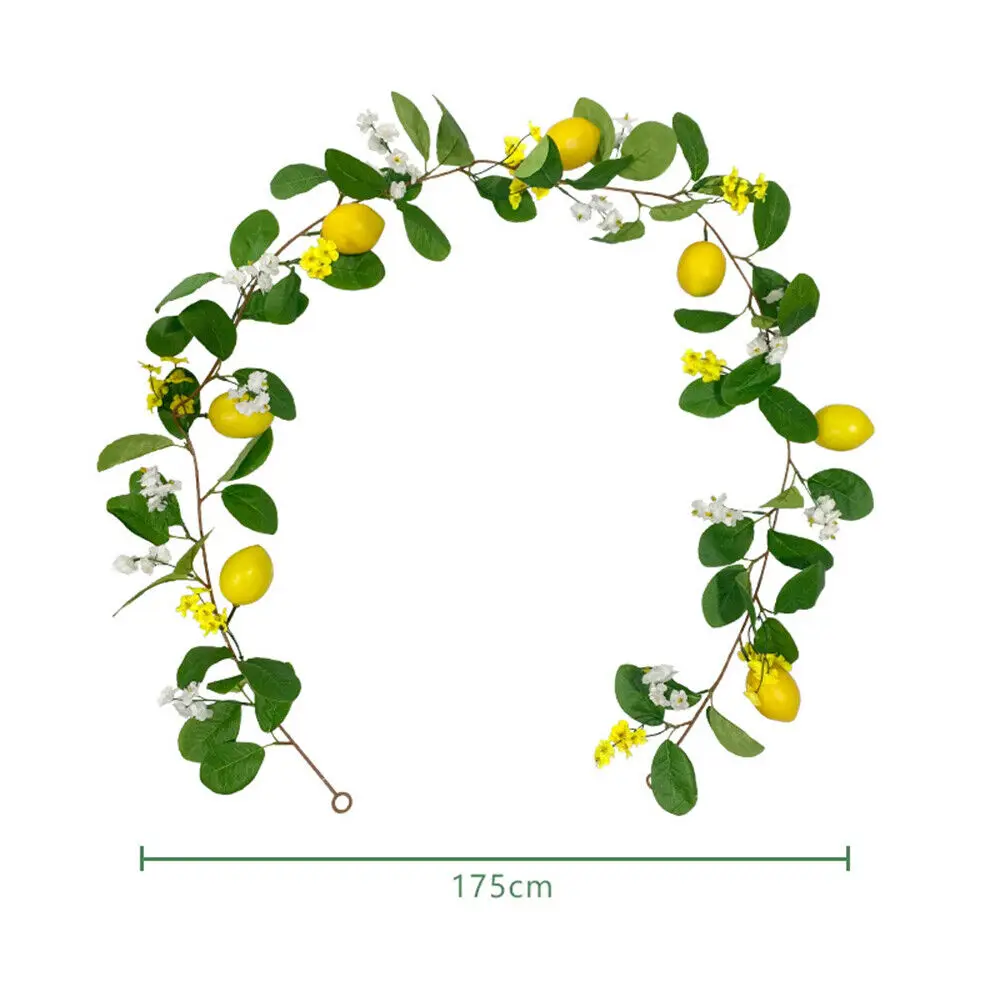 모조 레몬 등나무 지팡이, 플라스틱 잎, 집 걸이식 장식, 화환 식물 공예 