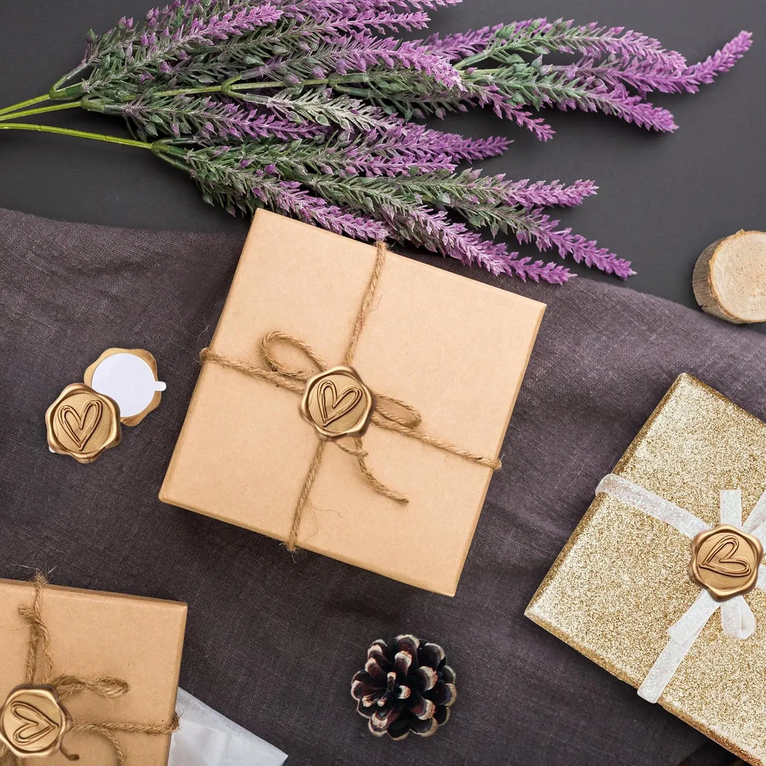 Rosemary Wax Seal Stickers - Self-Adhesive Gold Seals For Wedding Invitations & Letters