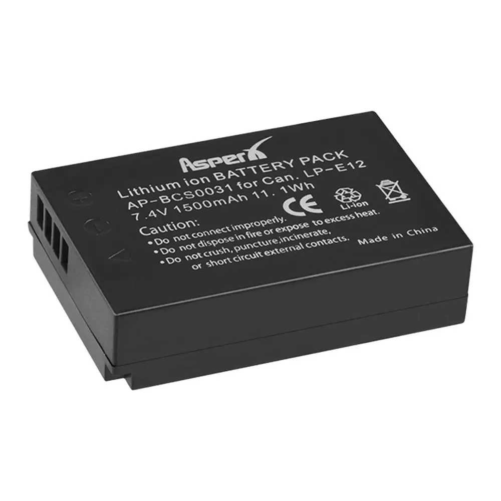 Asperx Per Canon Eos M50 1500Mah Lp-E12 Lp E12 Lpe12 Batteria Per Fotocamera Bateria Per Canon Eos M100 100D Kiss X7 Rebel Sl1 M10 Dslr