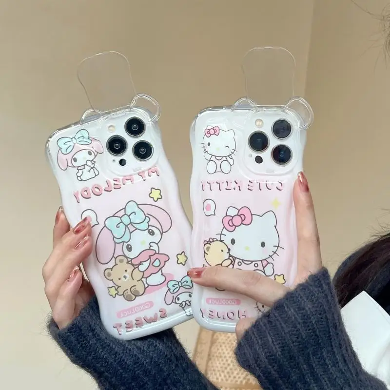 

Hellokittys Iphone14Promax 13 12 11 Kawaii Sanrio Cinnamoroll Y2K Color Cartoon Anime Transparent Soft Case Girl Phone Case Gift