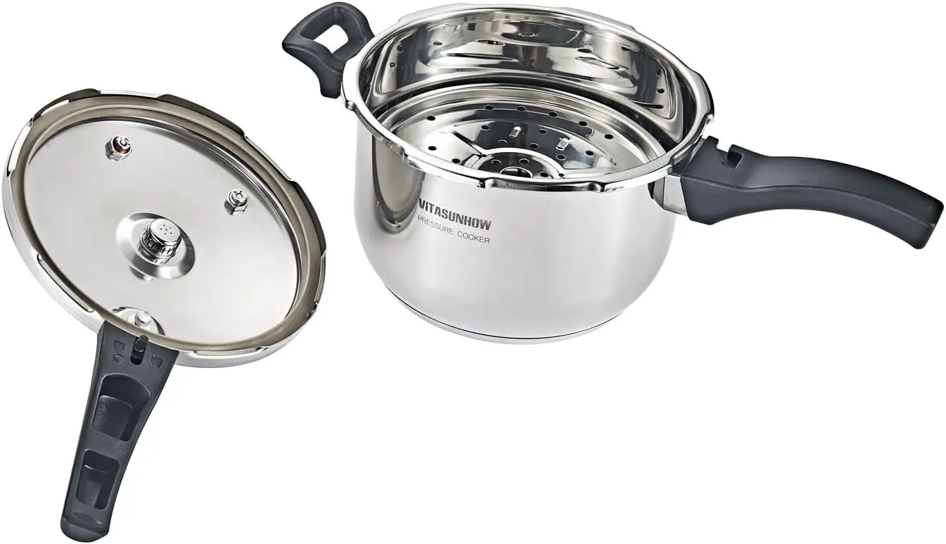 Pressure Cooker with Steamer Basket Faster Cooking and Safety Pressure Release