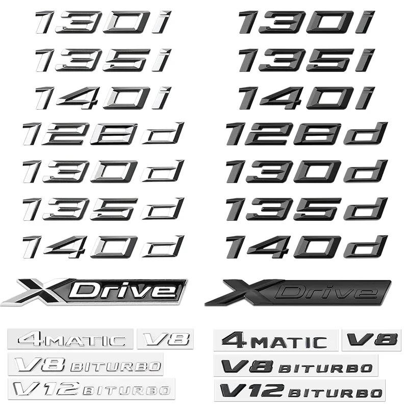 3D Abs Nero Cromato Lettere Auto Posteriore Tronco Emblema Distintivo Adesivo Per Bmw M 116I 120I 125D 135D Xdrive Logo Lettering Accessori