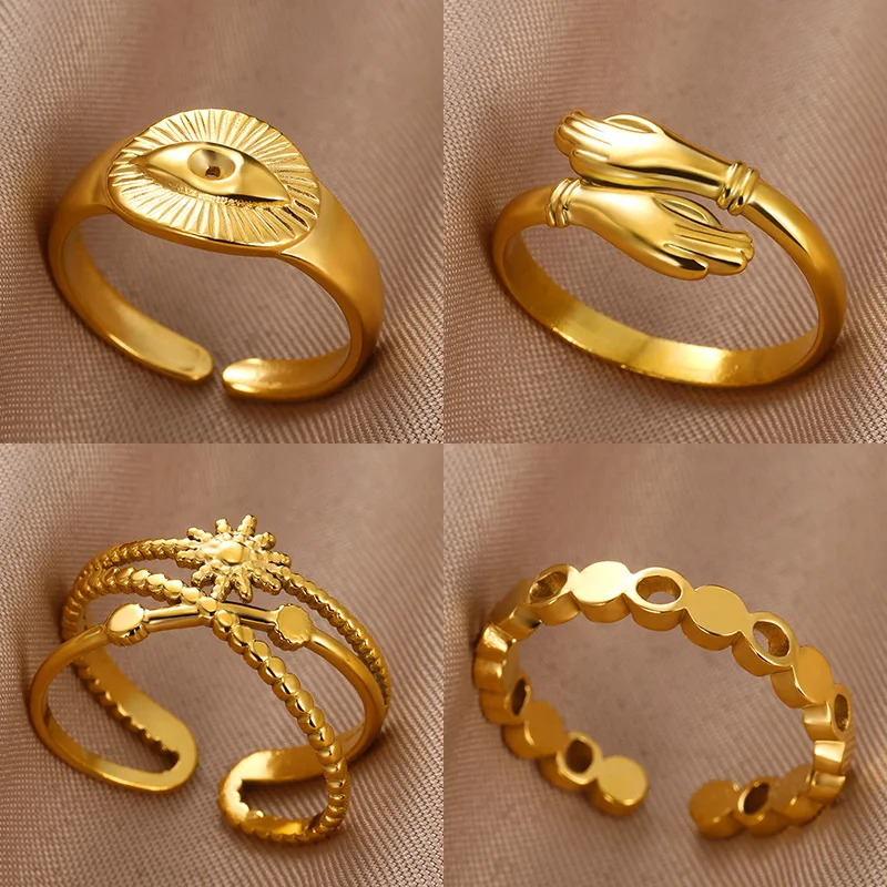 Geometric Hug Rings for Women Stainless Steel Wedding