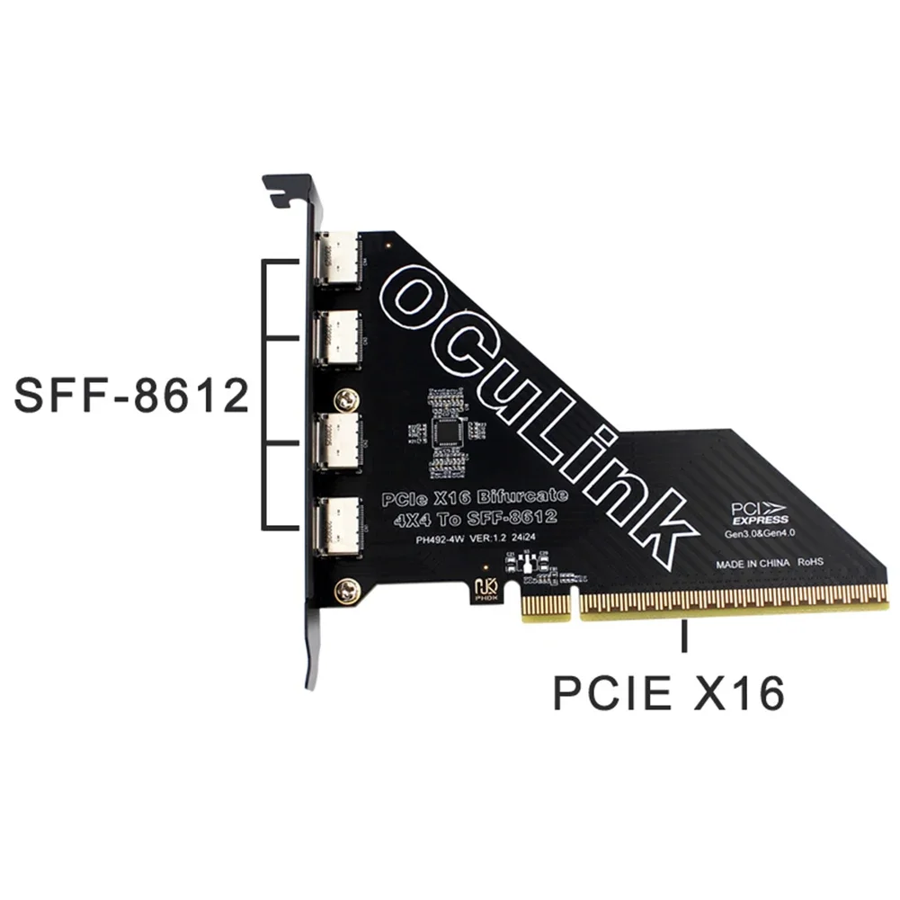PCIe X16 To SFF 8611&8612 Adapter Card PCIe 4.0 X4 To Oculink Adapter PCle4.0 PCIe X1 SSD To U.2 OCUlink SFF-8612 Adapter Card
