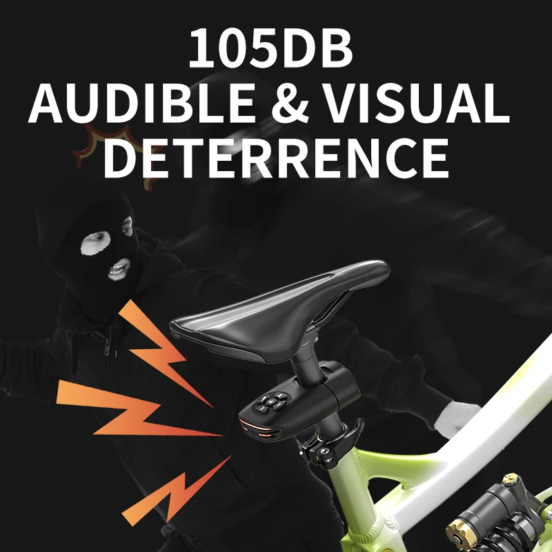 High-Decibel Bike Security Alarm with Integrated Tail Light and Advanced Features