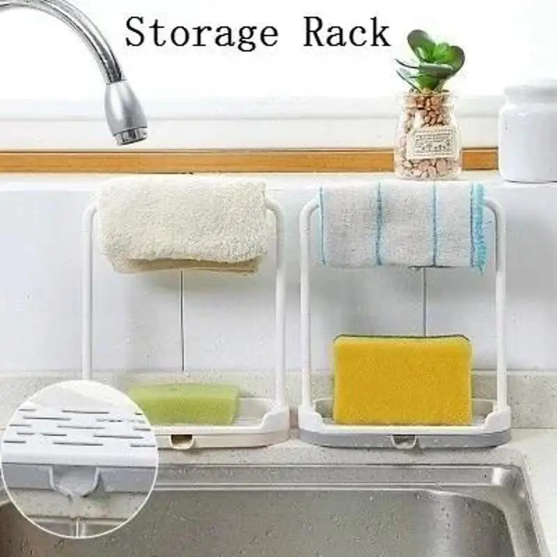Kitchen Portable Storage Rack Towel Sponge Drain Racks Rag Dishcloth Hanging Rack Soap Holder Sink Desktop Organizer Accessories