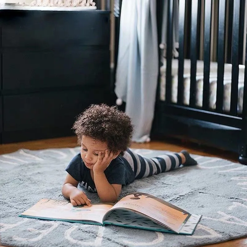 Cartoon Alphabet Children's Carpet Fluffy Soft Baby Crawling Mat Nordic Style Bedroom Decor Plush Rug Home Round Washable Rugs living room rug