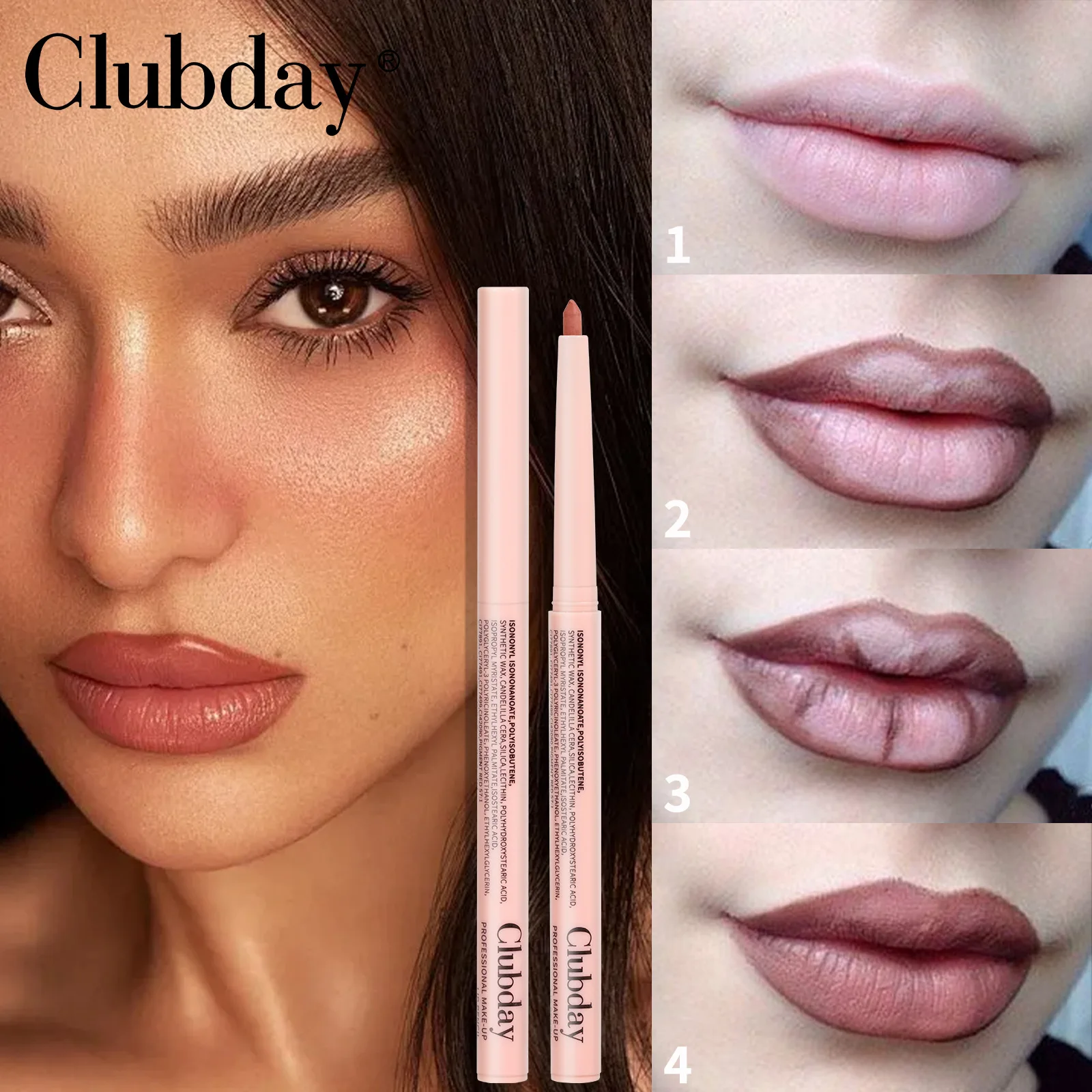 Clubday 6 colors easy to color swirl lipstick pencil lasting waterproof sweatproof non-removal matte natural lipstick lip liner 4